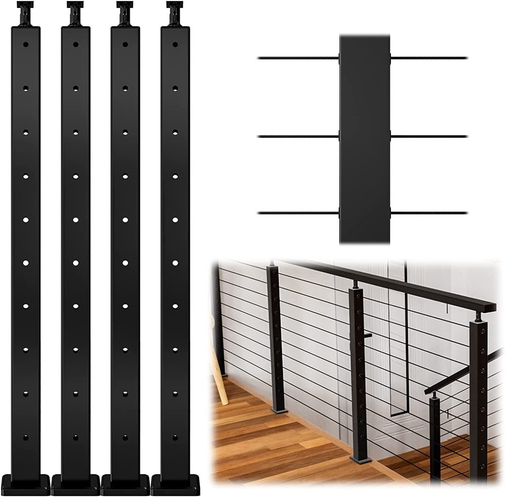Cable Railing Post Railing Column 36"x2"x2" Level drilled Post Adjustable Top