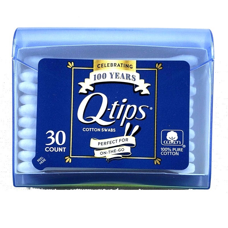 2 Pack Q-tips Cotton Swabs Travel Size Purse Pack, 30 Swabs each