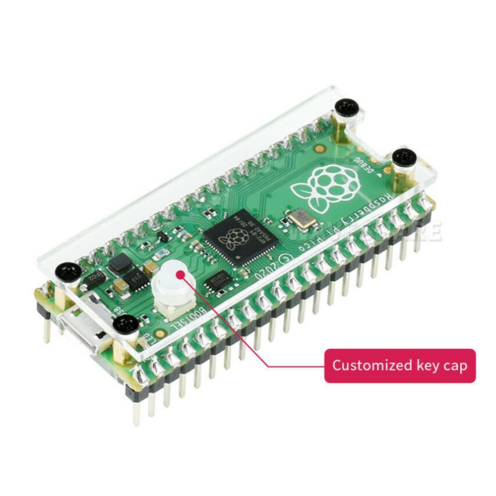 Clear Acrylic Top&Bottom Panel Case With Customs Key Cap for Raspberry Pi Pico D