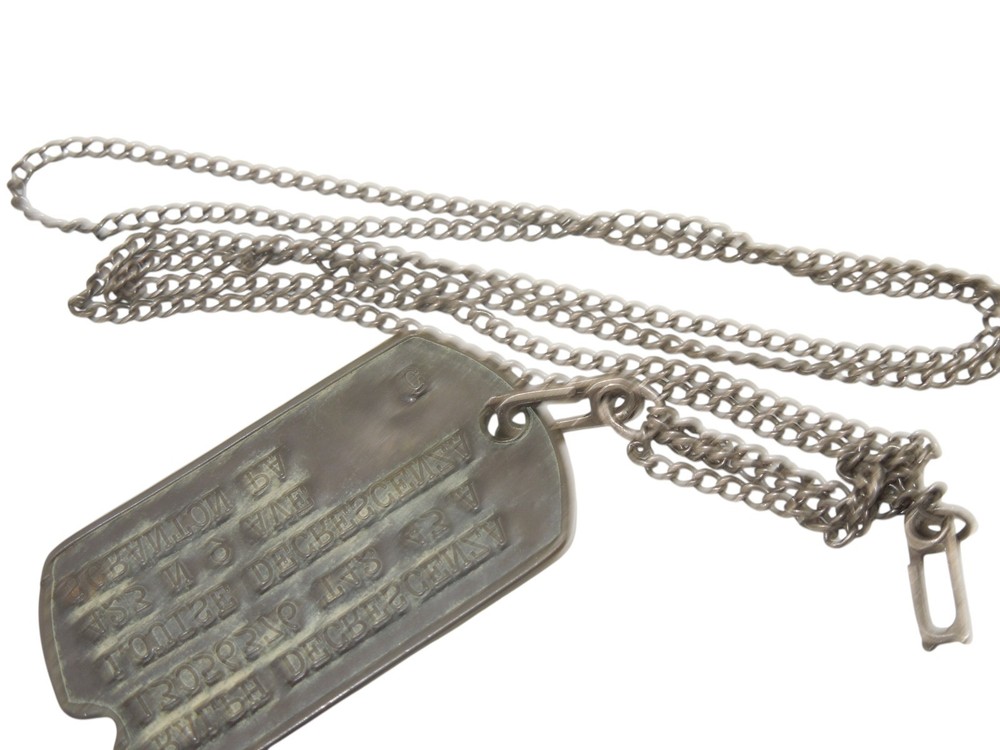 WWII US Army 305th Field Artillery 77th Division Dog Tag & STERLING Chain CA8