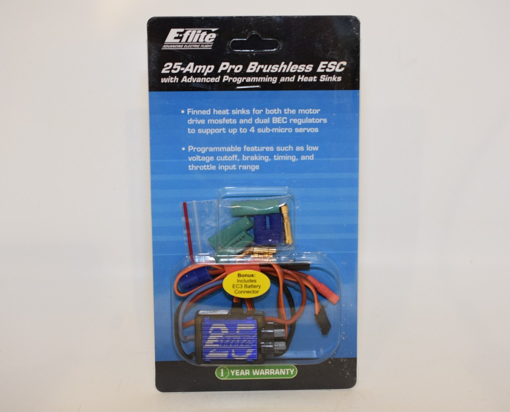 E-FLIGHT 25 AMP PRO BRUSHLESS ESC WITH ADVANCED PROGRAMMING AND HEAT SINKS