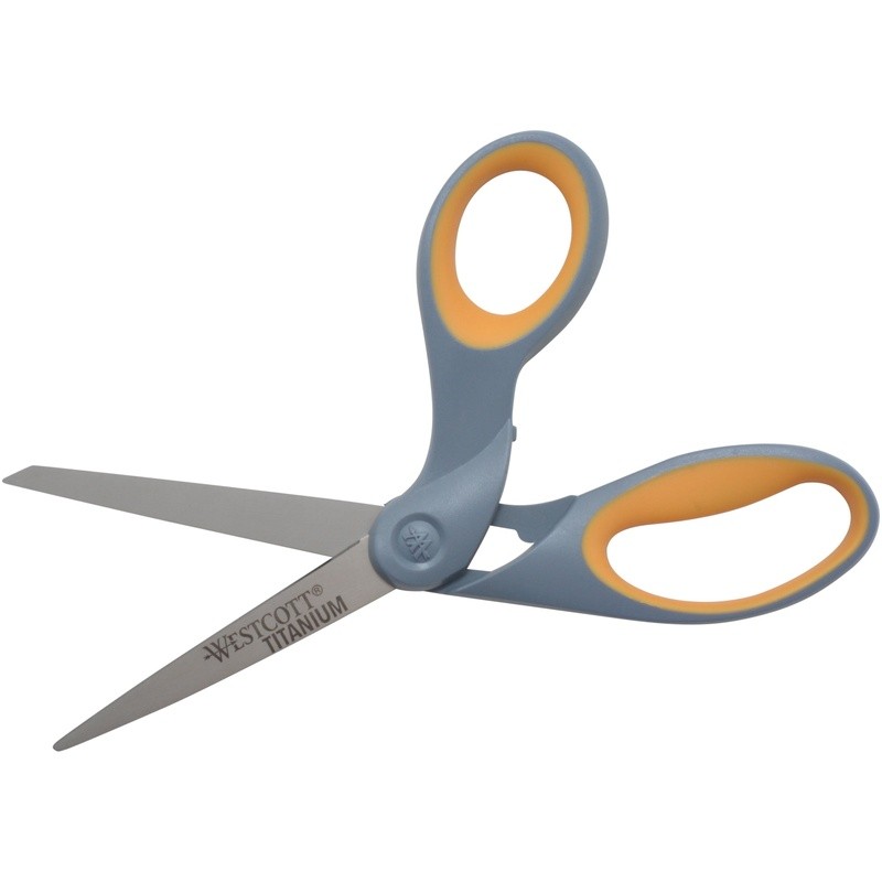 Titanium Scissors 8 Inch Bent Handle Crafting Shears Soft Grip Durable New