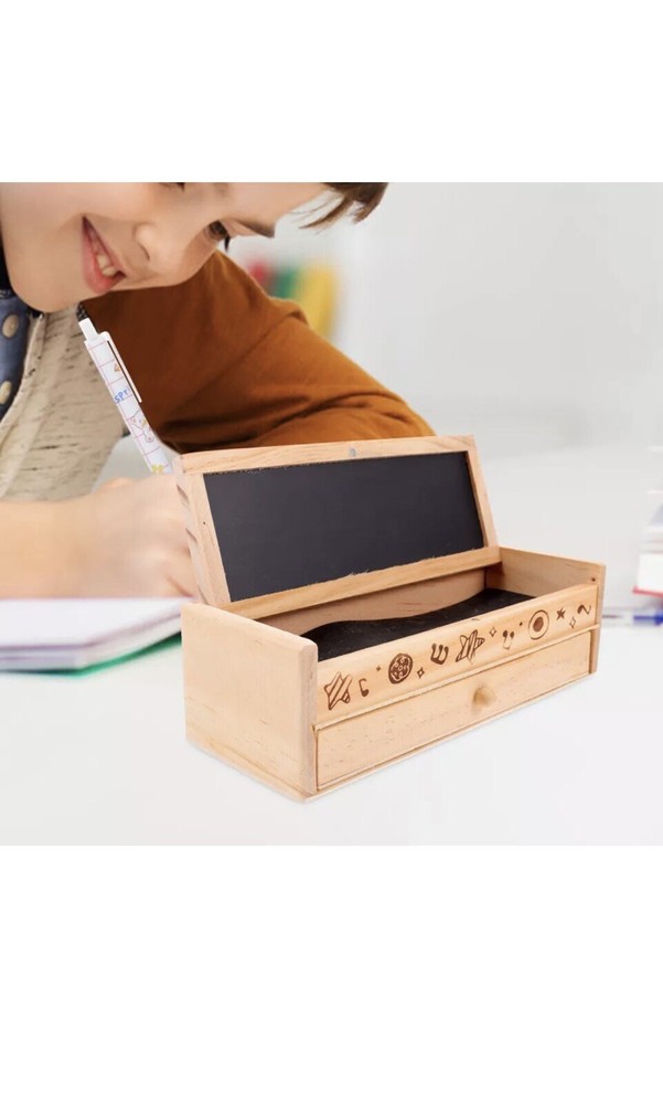 It Pencil Case for Girls Wooden Box Practical Multi-functional