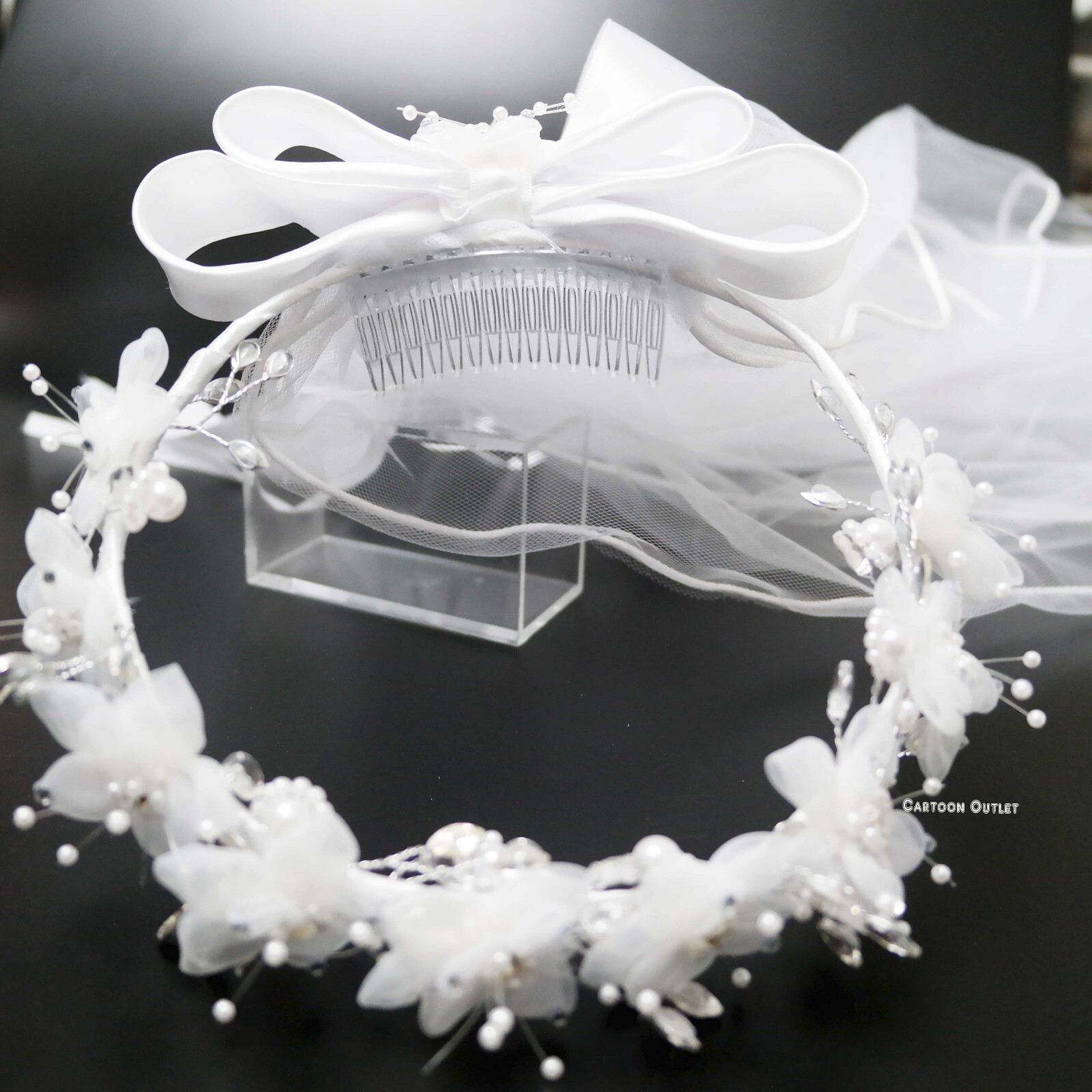 First Holy Communion Veil Girls White Flowers Head Band Primera Comunion