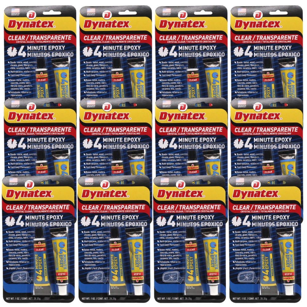 Dynatex 4 Min Clear Epoxy 2 oz - 60 Min Work Clear Bond (12-Pack)