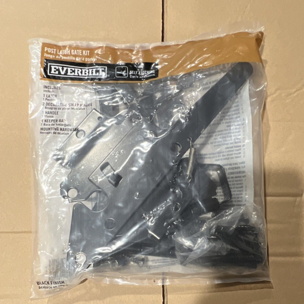 Everbilt Latch Gate Kit Black Metal Self-Latching With Mounting Hardware