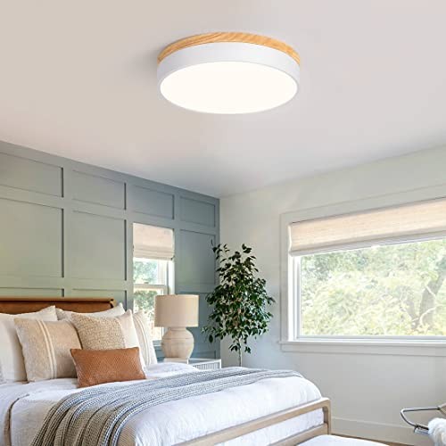 Modern Dimmable Flush Mount Ceiling Light, 2700K-6000K 5CCT 11.81" White