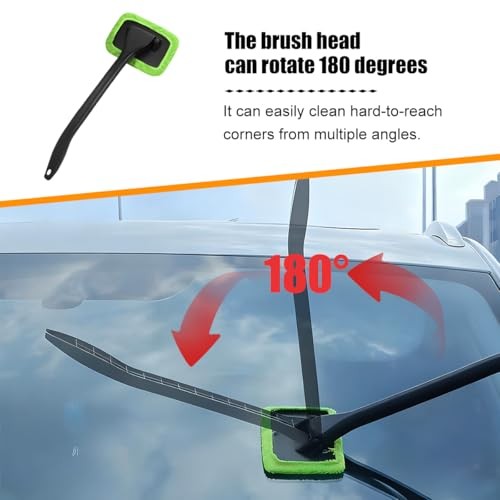 Car Windshield Cleaning Tool, Microfiber Vehicle Window Cleaner with 5 Green