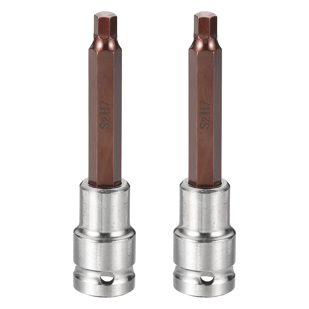 2Pcs Hex Bit Socket H7 1/2" Drive 4" Length S2 Steel Long Bit CR-V Socket