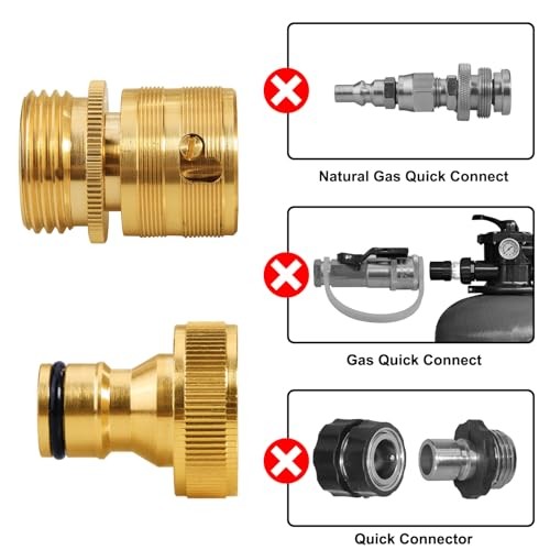 Garden Hose Quick Connect Solid Brass 3/4" GHT External Thread Easy 2 SETS