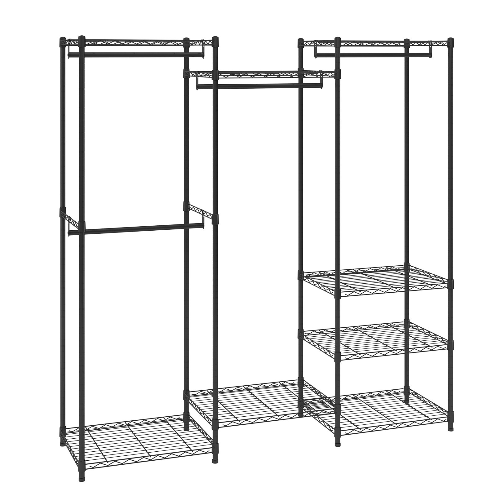 VEVOR Clothes Rack Rolling Clothing Garment Rack 4 Hang Rods & 8 Storage Tiers