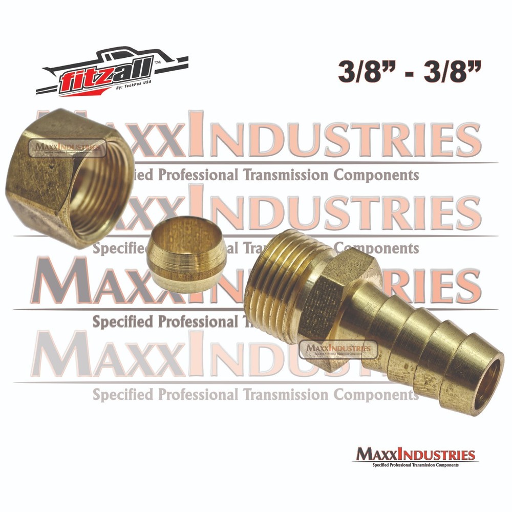 Automatic Transmission Cooler Line Fitting 3/8" Compression Brass Barbed