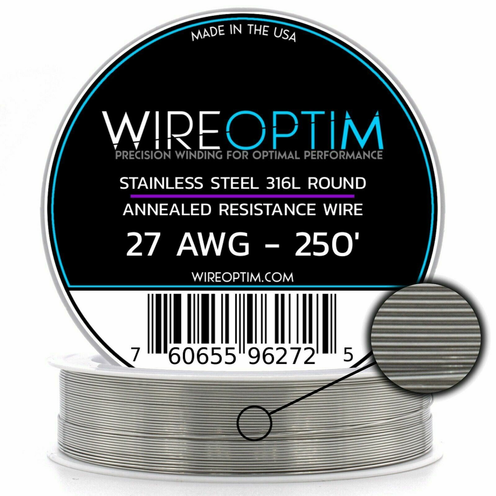 Stainless Steel 316L Wire 22 23 24 25 26 27 28 32 34 36 38 40 AWG 25' - 1000'