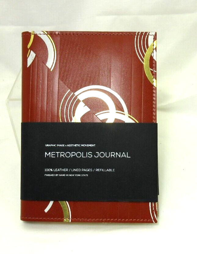 Metropolis Graphic Image 7" Refillable Notebook Leather Cover Spiral Insert
