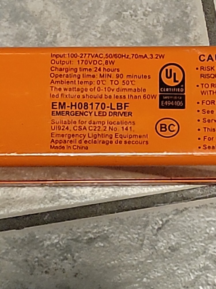Emergency LED Driver EM-H08170-LBF