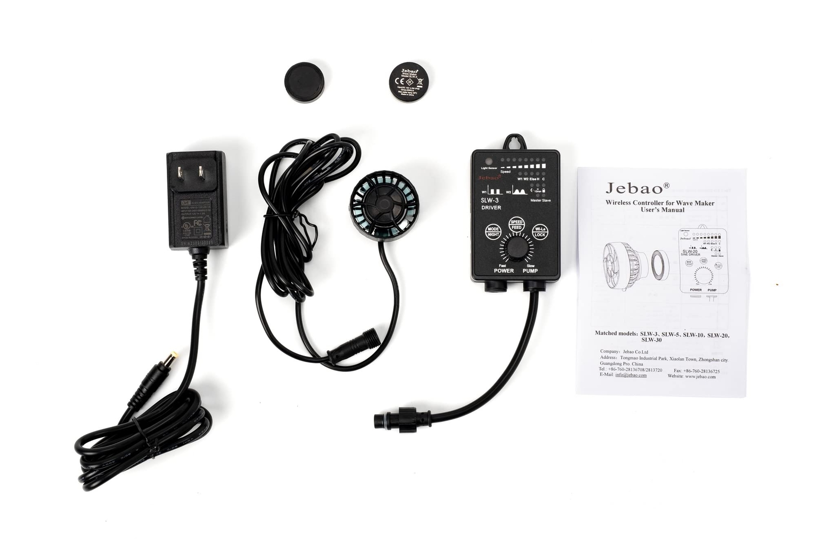 Jebao SLW-3 Wave Maker Flow Pump with Controller for Nano Reef Aquarium, 660GPH