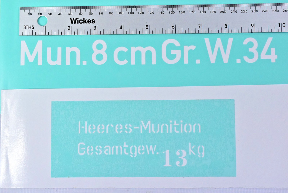 !STENCIL! FOR LATER WW2 GERMAN MORTAR MUNITION MUN. 8cm Gr.W.34 WOODEN BOX CASE