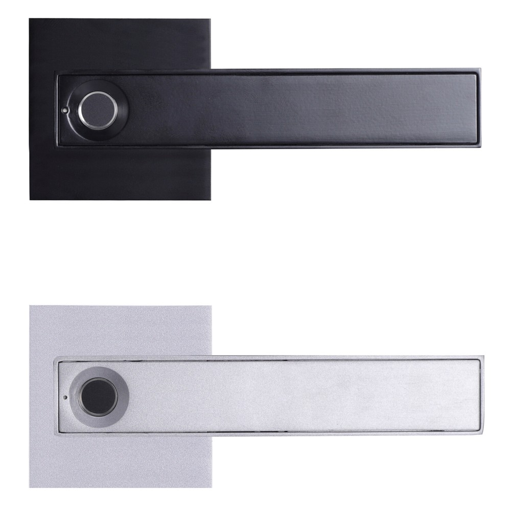 Smart Lock Semiconductor Biological Fingerprint Handle Lock w/ Keys Black/Silver