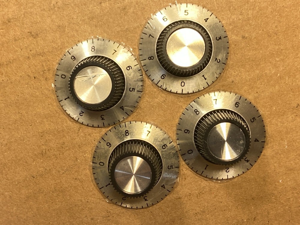 4 New Black & Silver Numbered 1.125" Knobs for Guitar or Amp (Qty Avail)