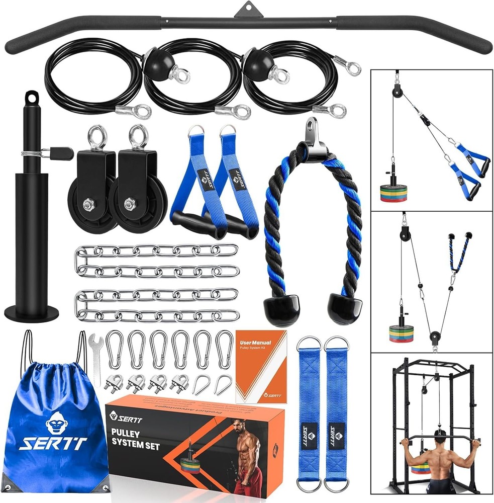 Home Gym Pulley System - Tricep Workout, Lat Pulldown, Biceps Curl, Triceps, ...