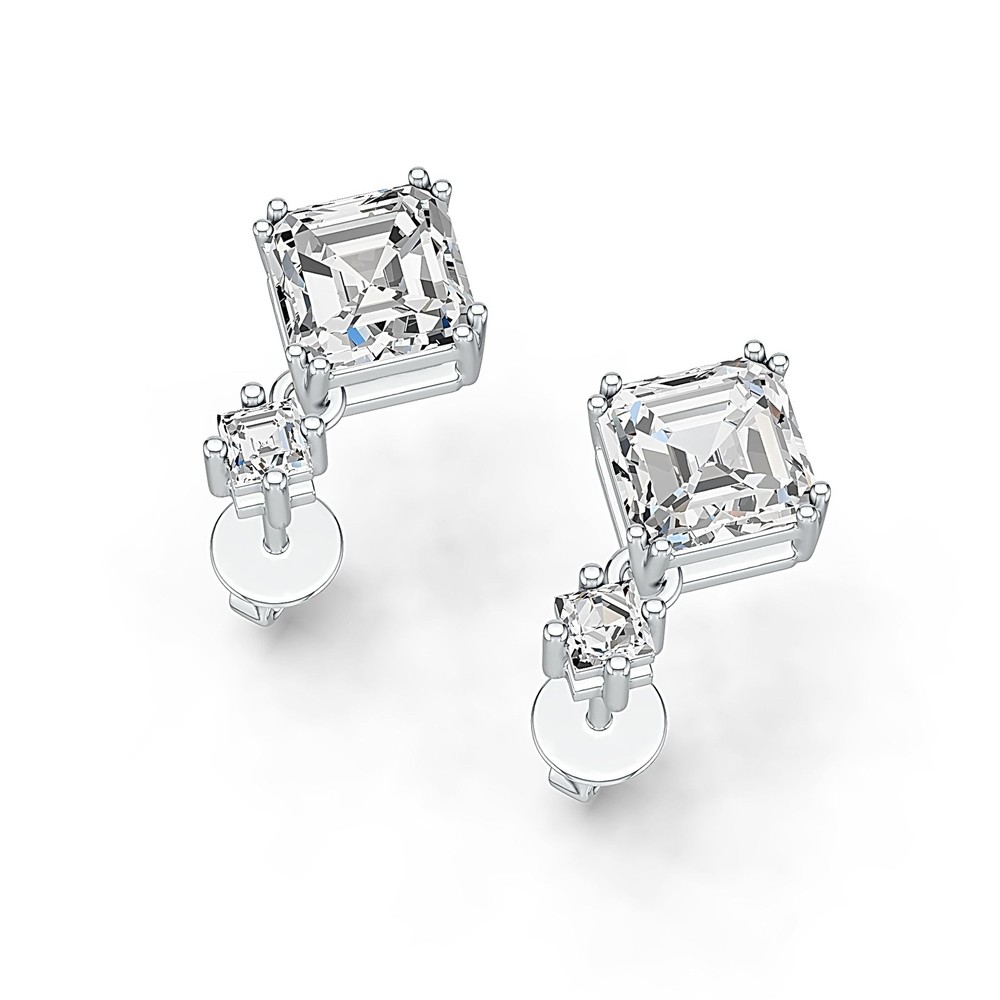 Sterling Silver Semi Mount Earrings Setting Emerald OCT 7X7mm