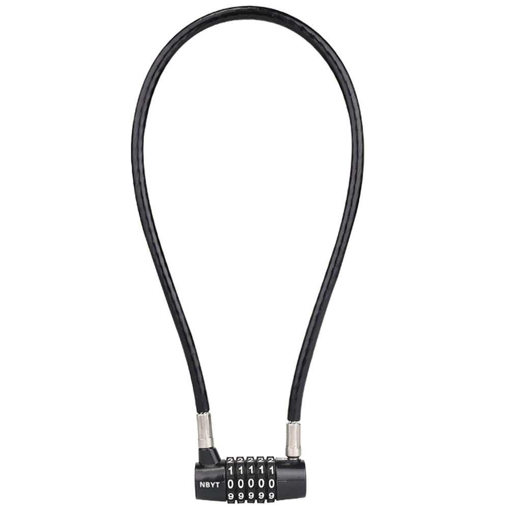 5-Digit Long Cable Locks with Combination Padlock,22" Length 5/16" Diameter,g...
