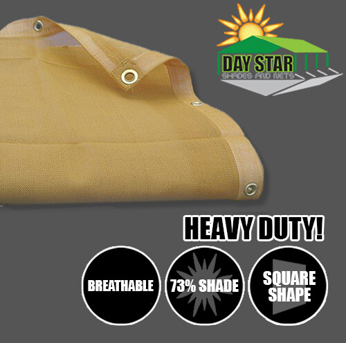 (Beige/Tan HD Mesh Tarp Net Sun Shade Fence Screen Patio Breathable 6oz Material