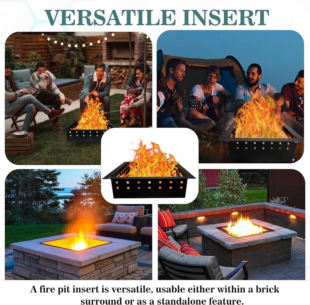Fire Pit Ring Insert Square 29" OD & 25" ID With Coller Support & Air Vents