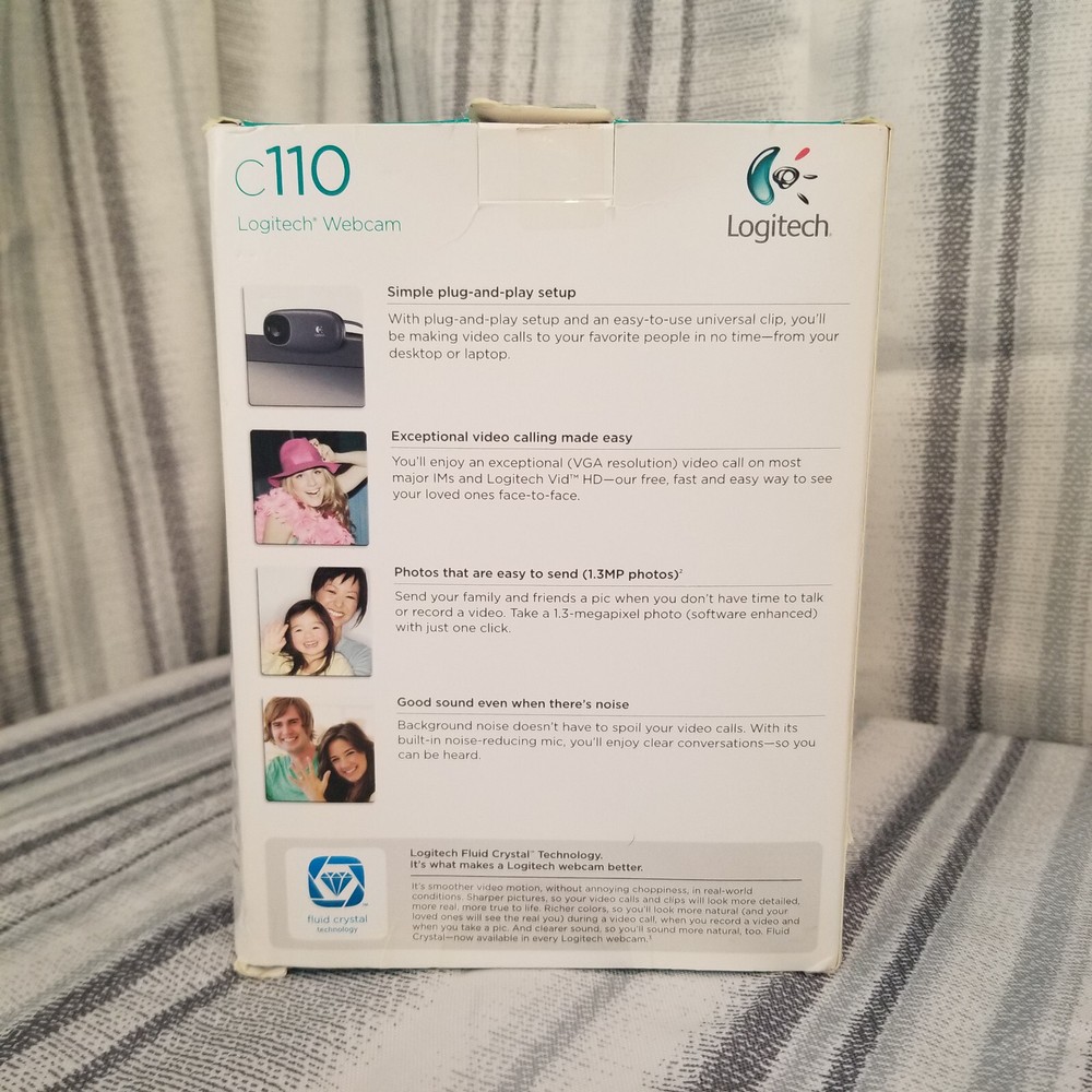 New Logitech Basic 1.3MP VGA Webcam w/Microphone For Window PC Computer C110