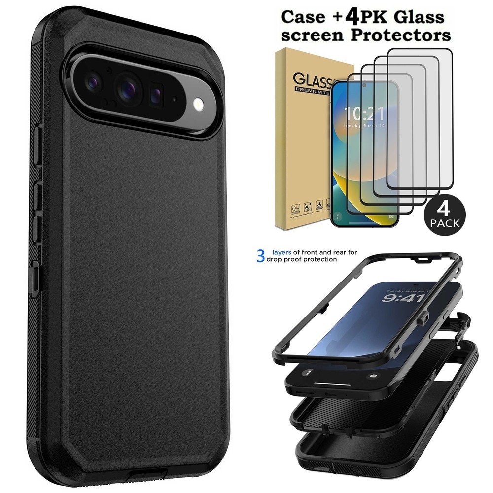 For Google Pixel 10/10 Pro Case Rugged Shockproof Heavy Cover 4+Screen Protector