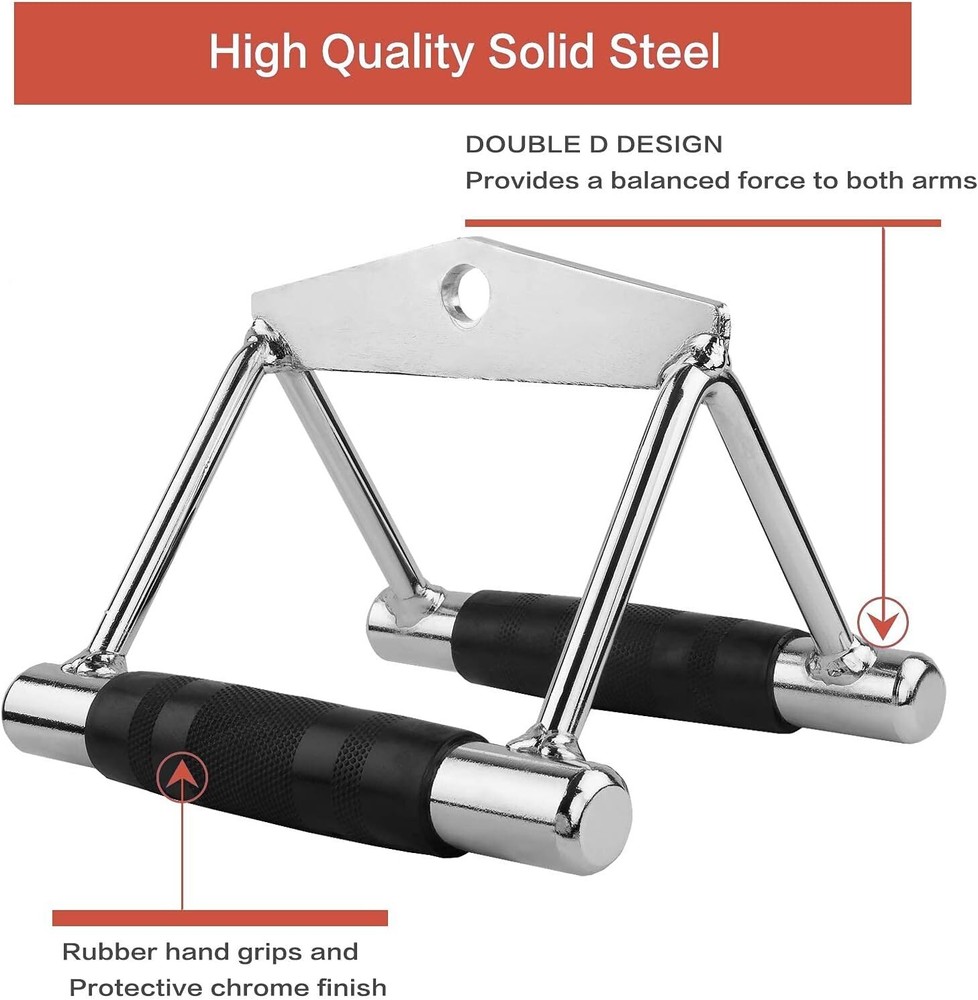 Double D Row Handle Cable Attachment Weight Workout Machine Gym LAT Pull Down V
