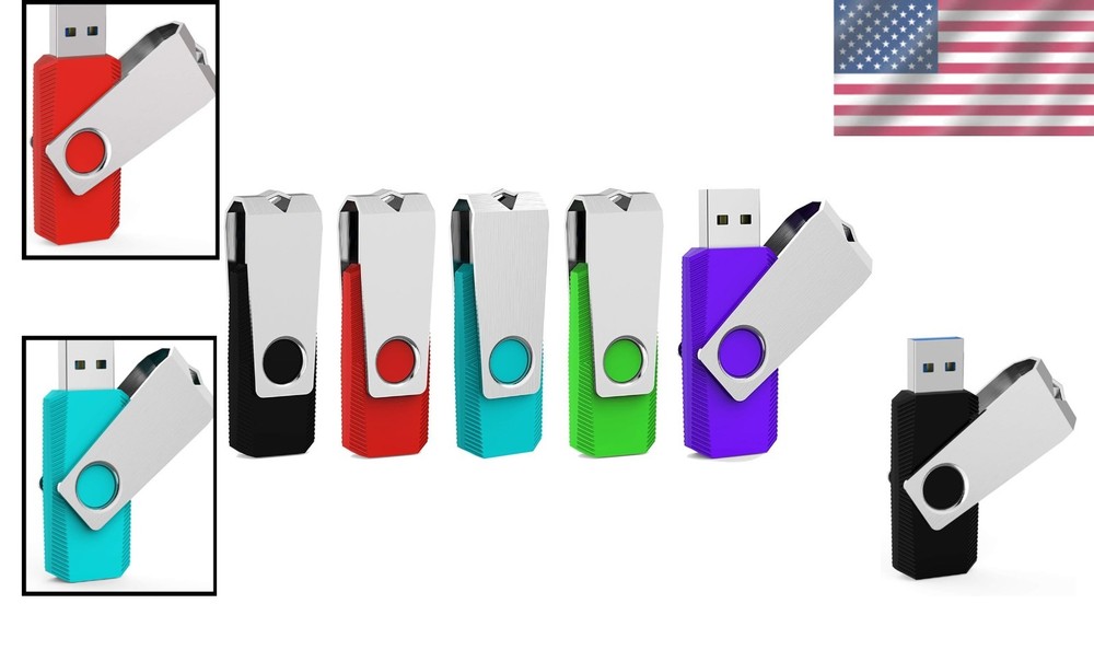 5 Pack 32GB Flash Drive USB 2.0 Memory Stick Multi Color