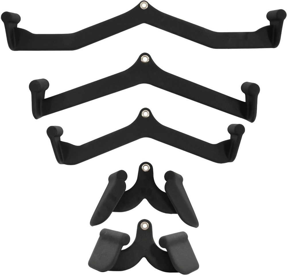 LAT Pulldown Attachments, 5 Pieces Cable Machine Rowing Bar Set, Back Bicep Curl