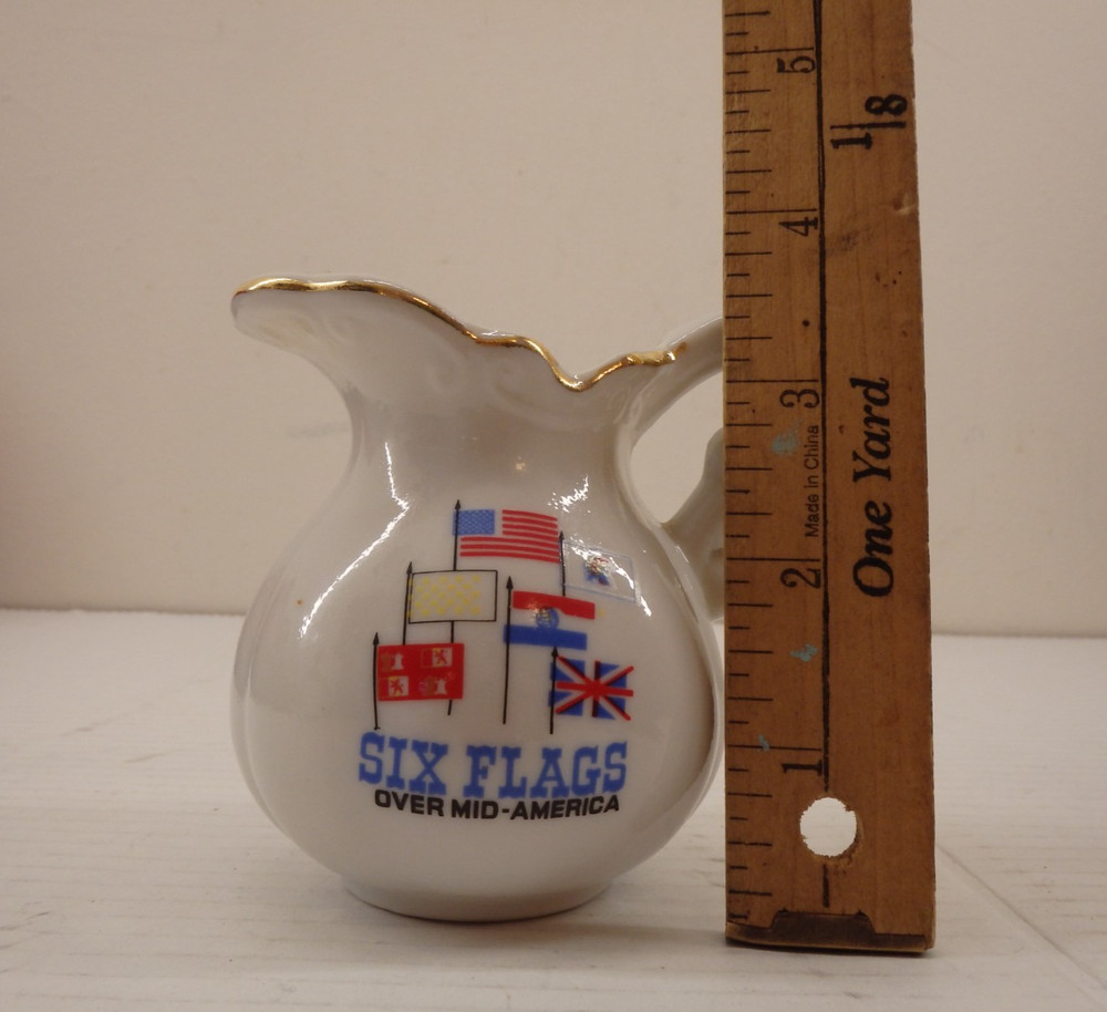 Six Flag Over Mid America Mini Pitcher Souvinere Ceramic
