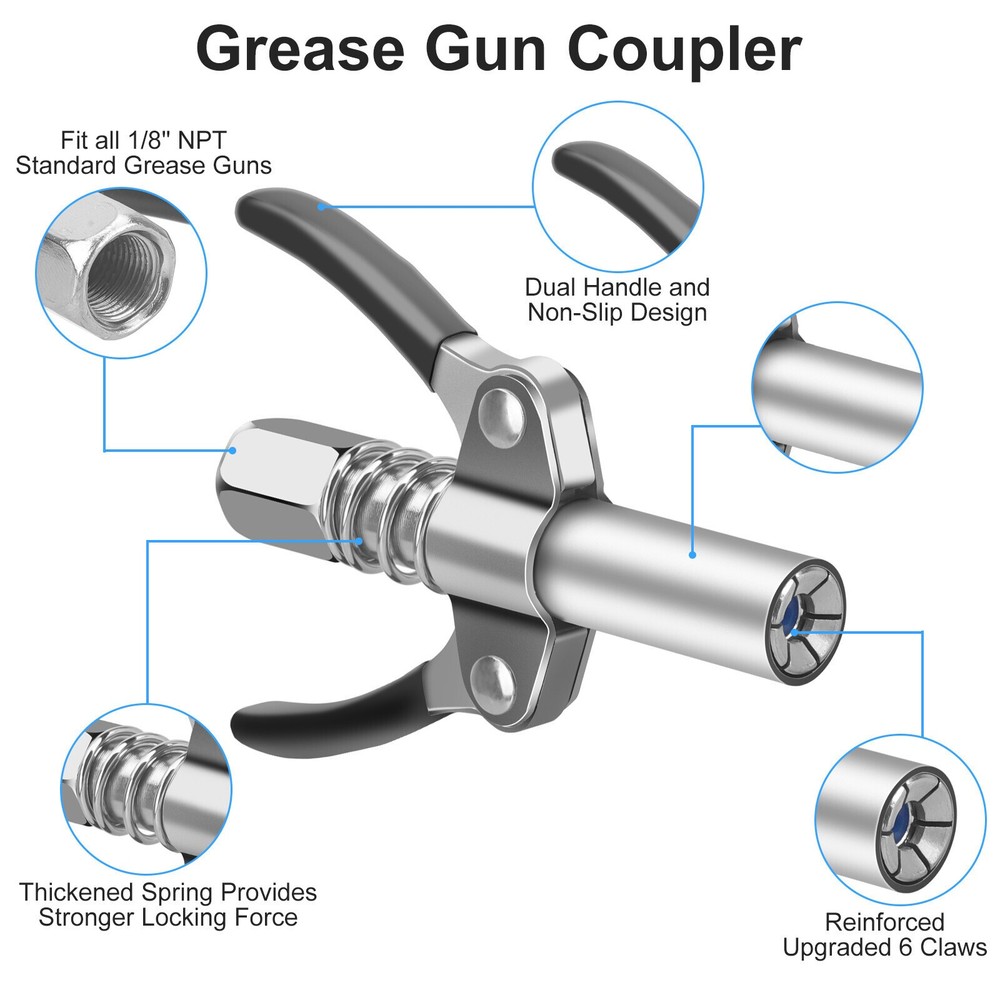 Grease Gun Accessory Kit 90 Degree Coupler Adapter Grease Needle Tips Dispenser-