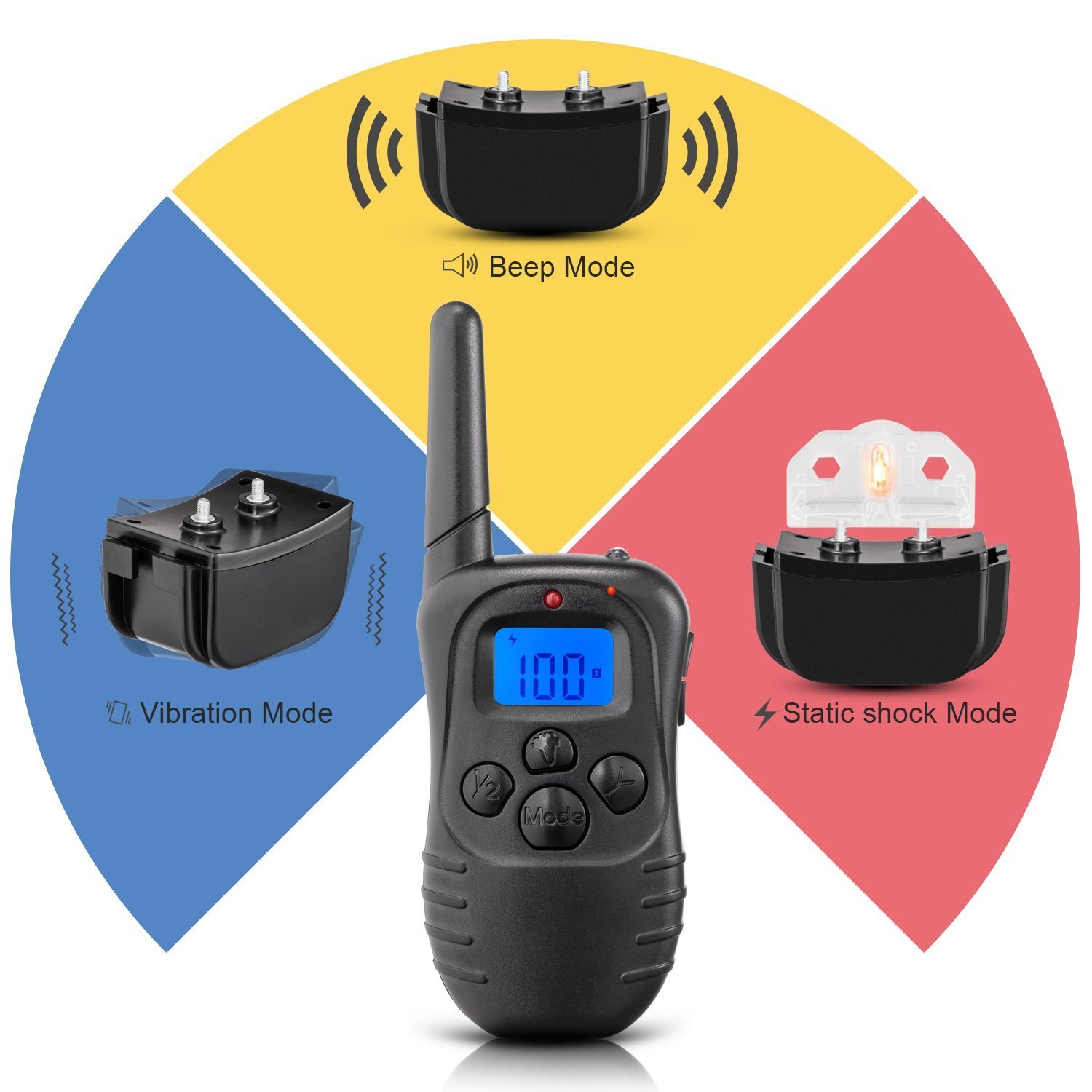 No Bark Dog Shock Training Collar Remote/Battery Control Waterproof Rechargeable