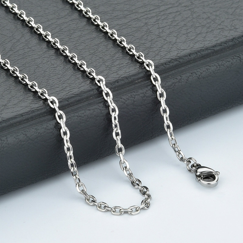10pcs 3mm Stainless Steel "O" Shape Rolo Link Chain Necklace for Women Men