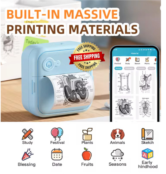 Smart Mini Bluetooth Printer Inkless Label Sticker Maker Portable