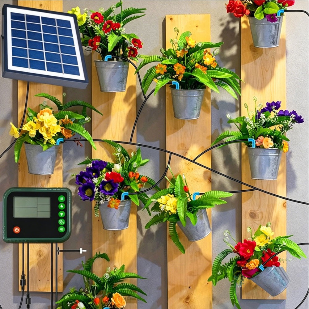 Solar Automatic Irrigation System Plant Watering System Kit with Timer NEW HOT