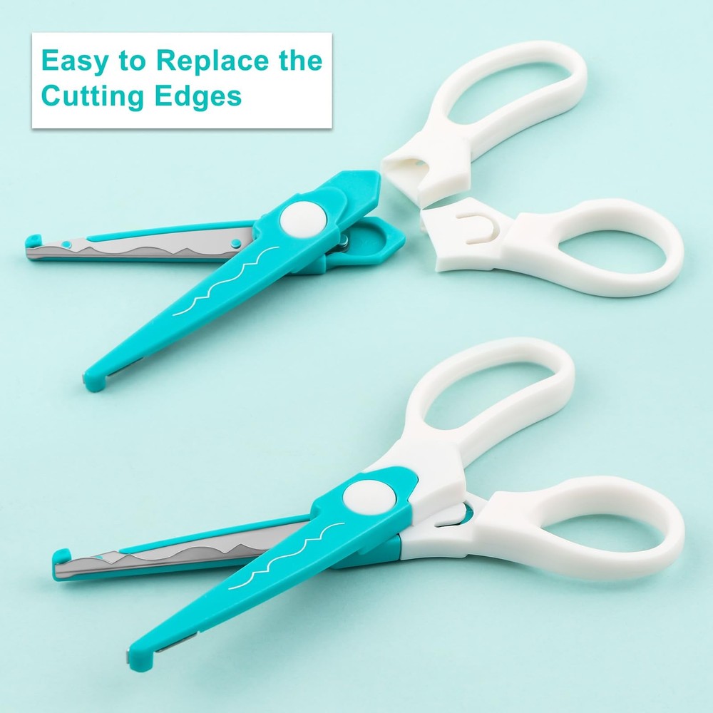 7Pcs/Set Craft Scissors Decorative Paper Edge Scissors With Storage Box Set, ...