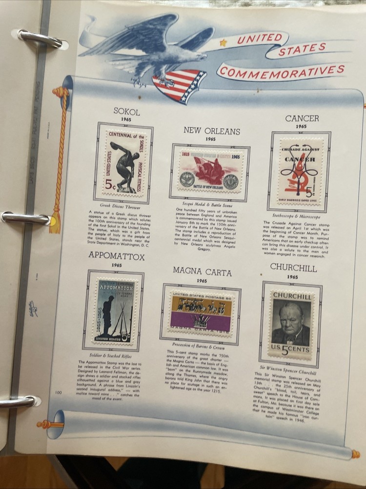 US Commemorative White Ace Album. 1959-1972. 400 Mostly Mint Stamps.