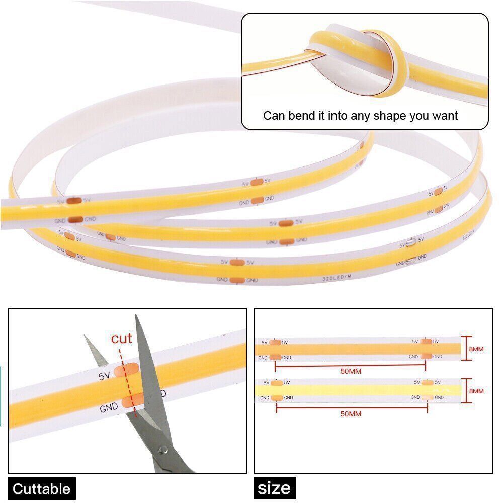 Make Up Mirror Lights COB USB Touch Senser LED Strip Vanity Light Dimmable Lamp
