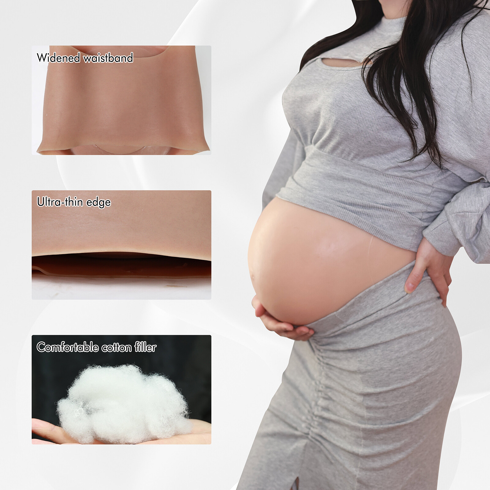 Roanyer Silicone Pregnant Belly Fake Belly Bump Twins For Crossdresser Cosplay