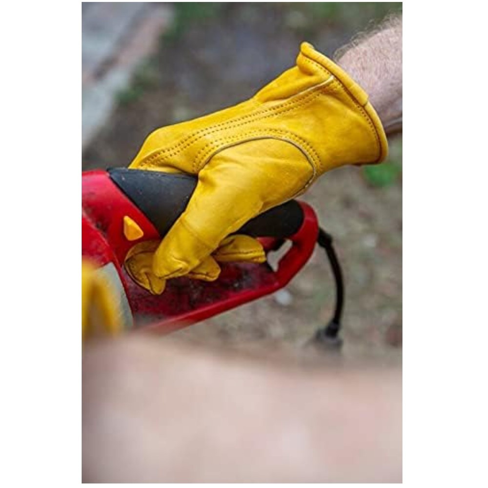 Genuine Cowhide Leather Work Gloves, 3 Pairs Pack