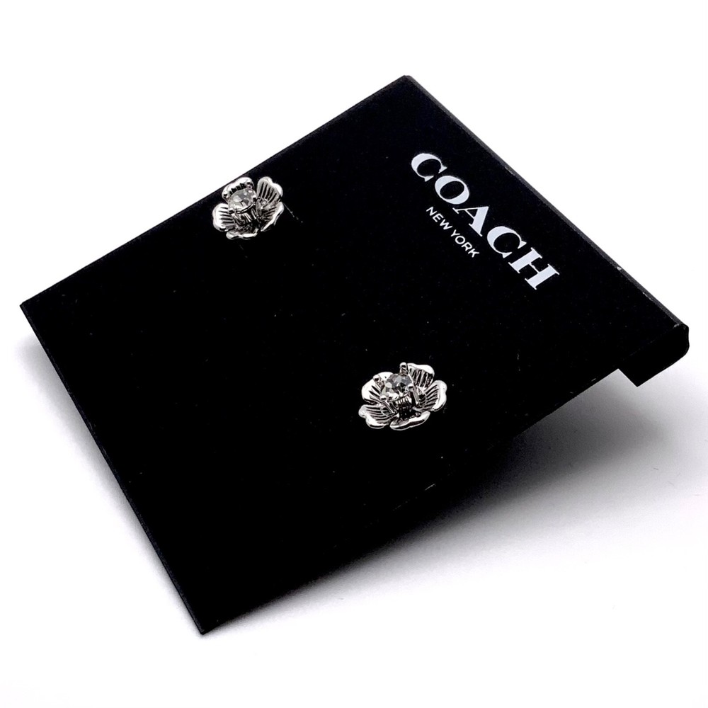 Brand New Authentic Coach Mini Tea Rose 2 In 1 Stud Earrings