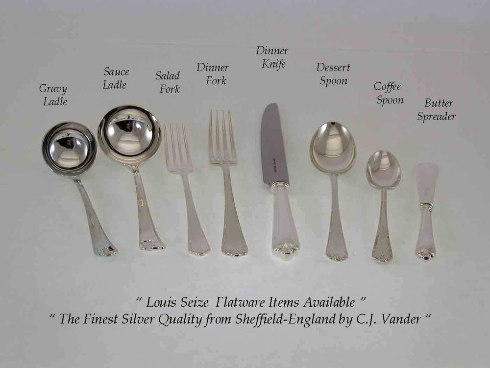 Finest Silver Plated Five Piece Place-Setting, Louis Seize