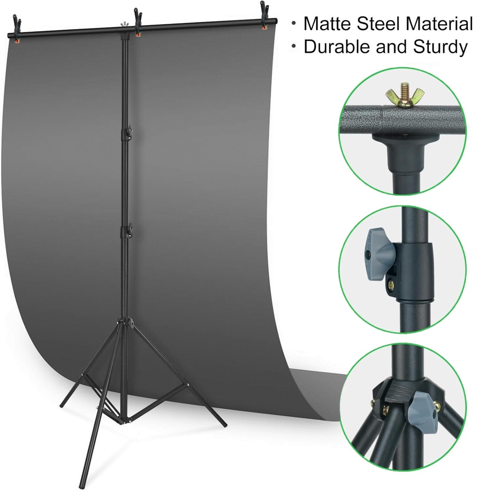 LINCO Photo T-Shape Backdrop Stand Black/White 2 Backdrops Support Kit - AM207
