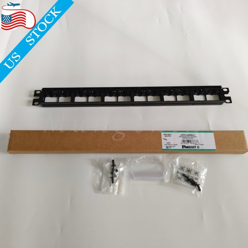 Set Mini Com Modular Patch Panel For Panduit CPP24WBLY Cat 6, 5E w/ Faceplates