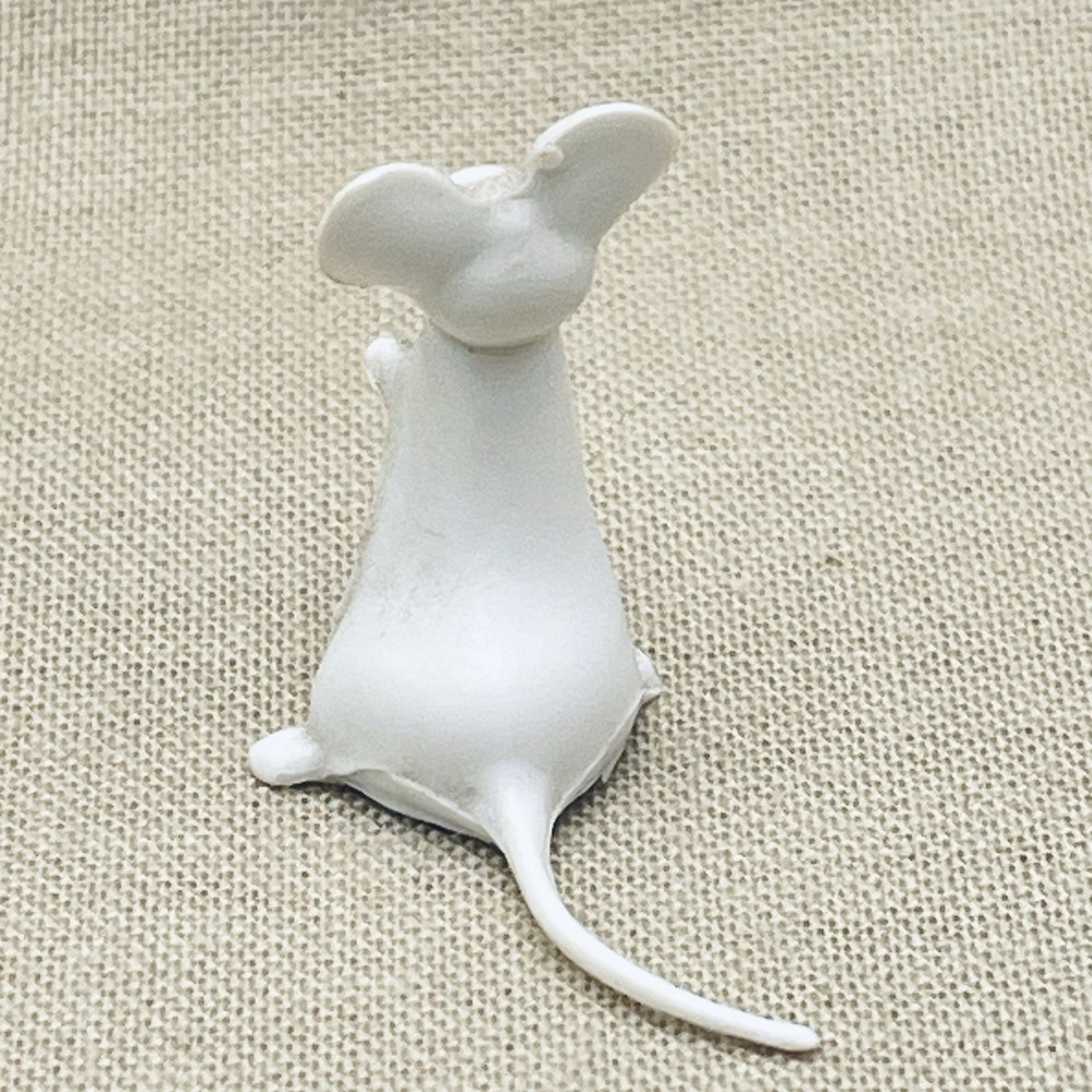 Vintage Miniature Mini Small Plastic West Germany White MOUSE & CHEESE Figurine