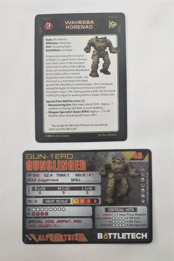 Battletech Gunslinger Mech + Alpha Cards Northwind Command Lance Mercenaries